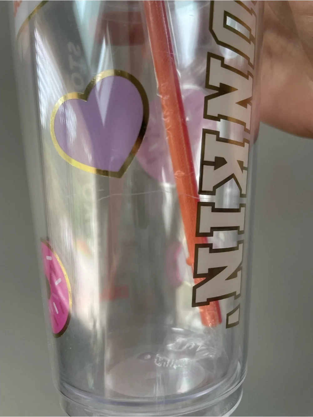 Stoney Clover Lane Clear Dunkin' Sticker Tumbler with Orange Straw